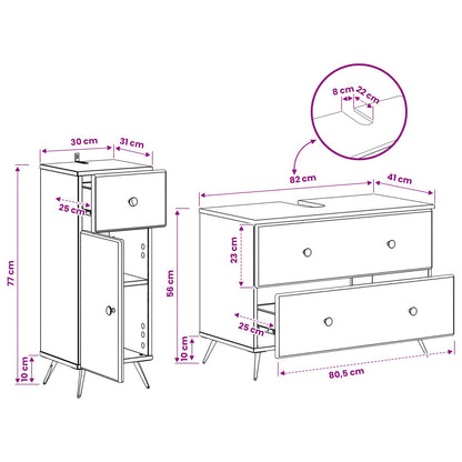 vidaXL 2 Piece Bathroom Cabinet Set BREDA Concrete Grey
