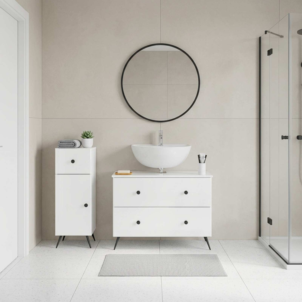 vidaXL 2 Piece Bathroom Cabinet Set BREDA High Gloss White