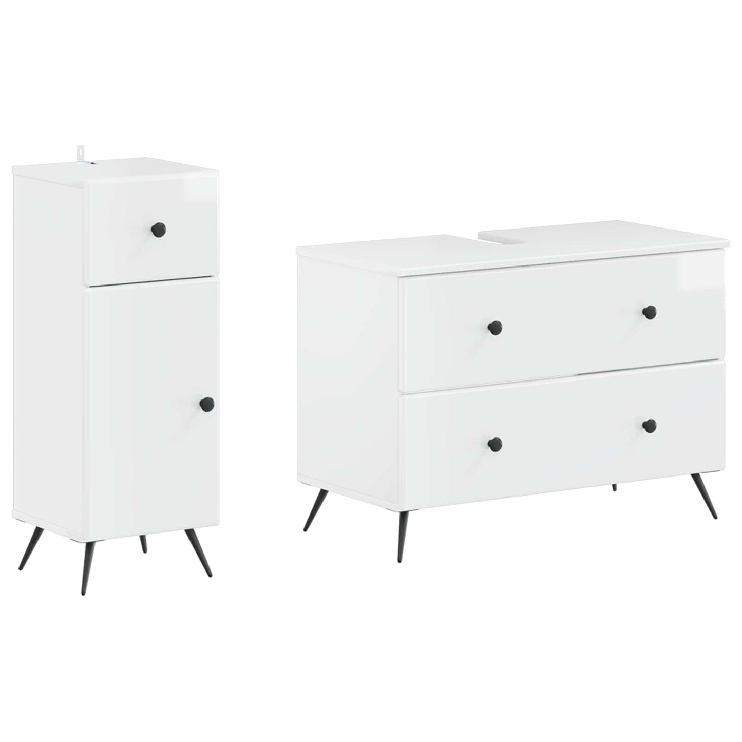 vidaXL 2 Piece Bathroom Cabinet Set BREDA High Gloss White