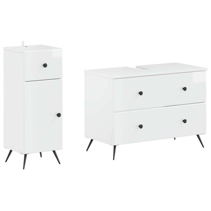 vidaXL 2 Piece Bathroom Cabinet Set BREDA High Gloss White