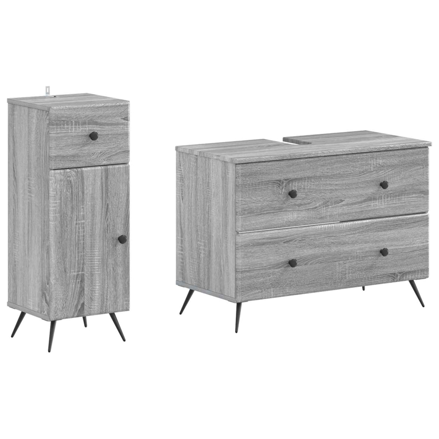 vidaXL 2 Piece Bathroom Cabinet Set BREDA Grey Sonoma Engineered Wood