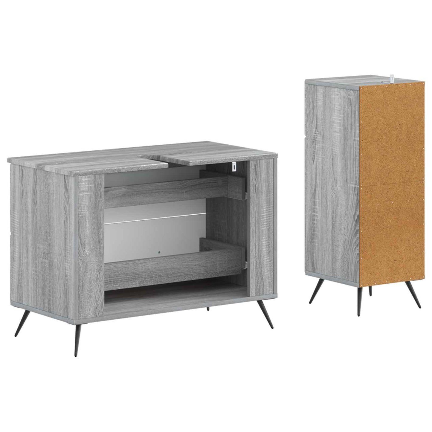 vidaXL 2 Piece Bathroom Cabinet Set BREDA Grey Sonoma Engineered Wood