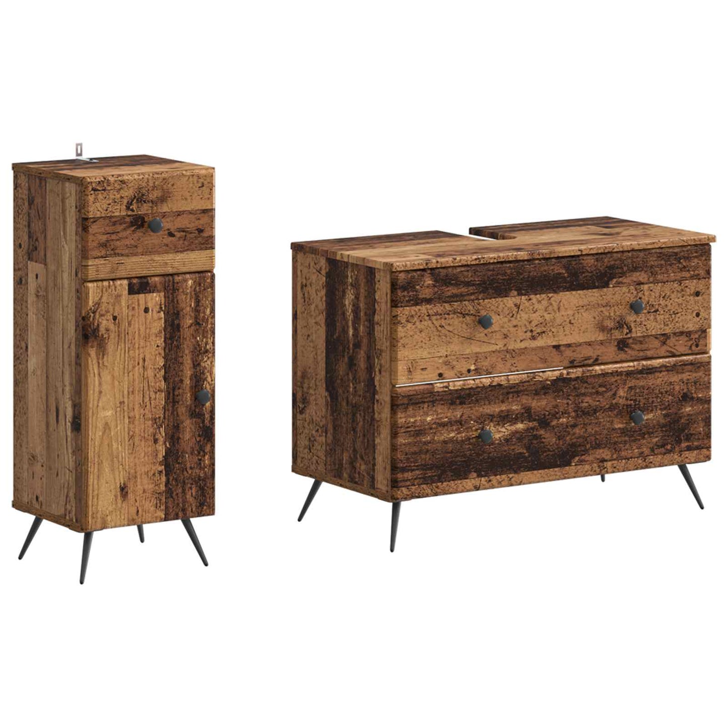 vidaXL 2 Piece Bathroom Cabinet Set BREDA Old Wood Engineered Wood