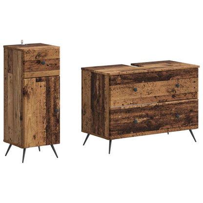 vidaXL 2 Piece Bathroom Cabinet Set BREDA Old Wood Engineered Wood