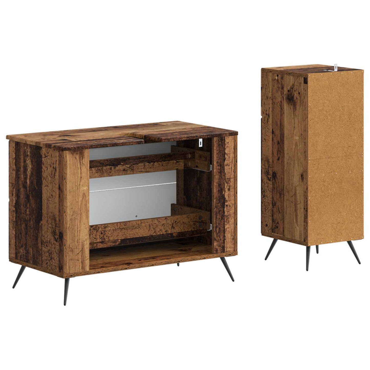 vidaXL 2 Piece Bathroom Cabinet Set BREDA Old Wood Engineered Wood