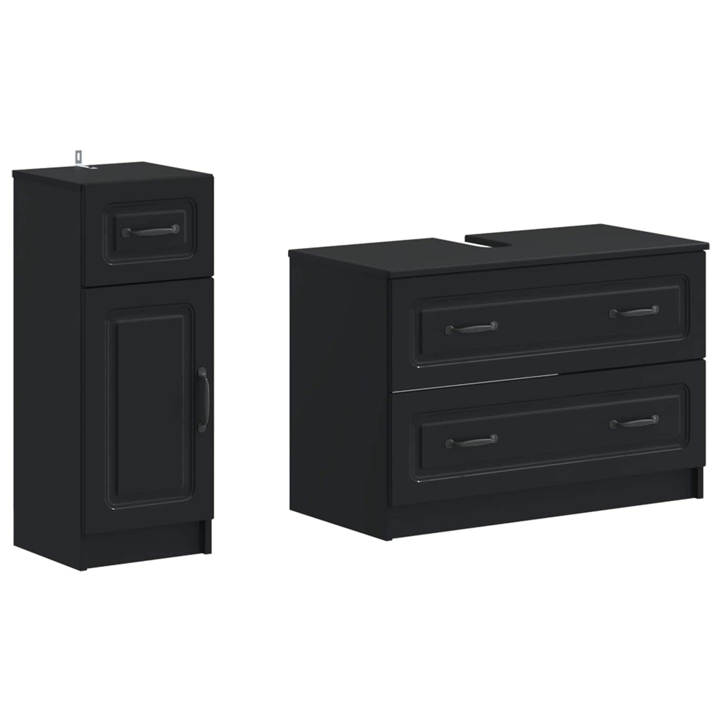 vidaXL 2 Piece Bathroom Cabinet Set UTRECHT Black Engineered Wood