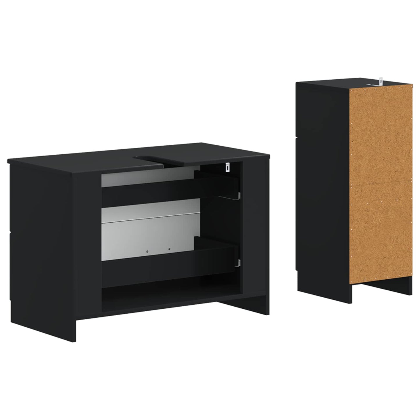 vidaXL 2 Piece Bathroom Cabinet Set UTRECHT Black Engineered Wood