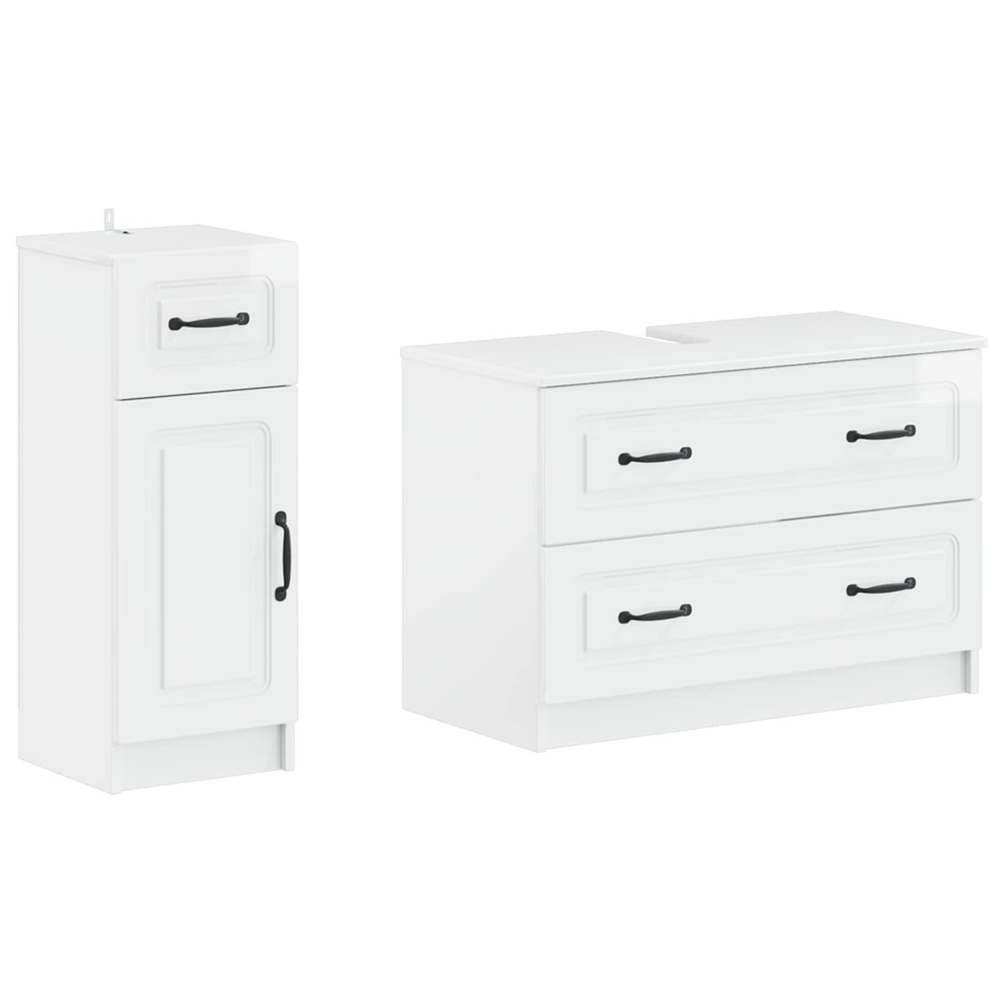 vidaXL 2 Piece Bathroom Cabinet Set UTRECHT High Gloss White