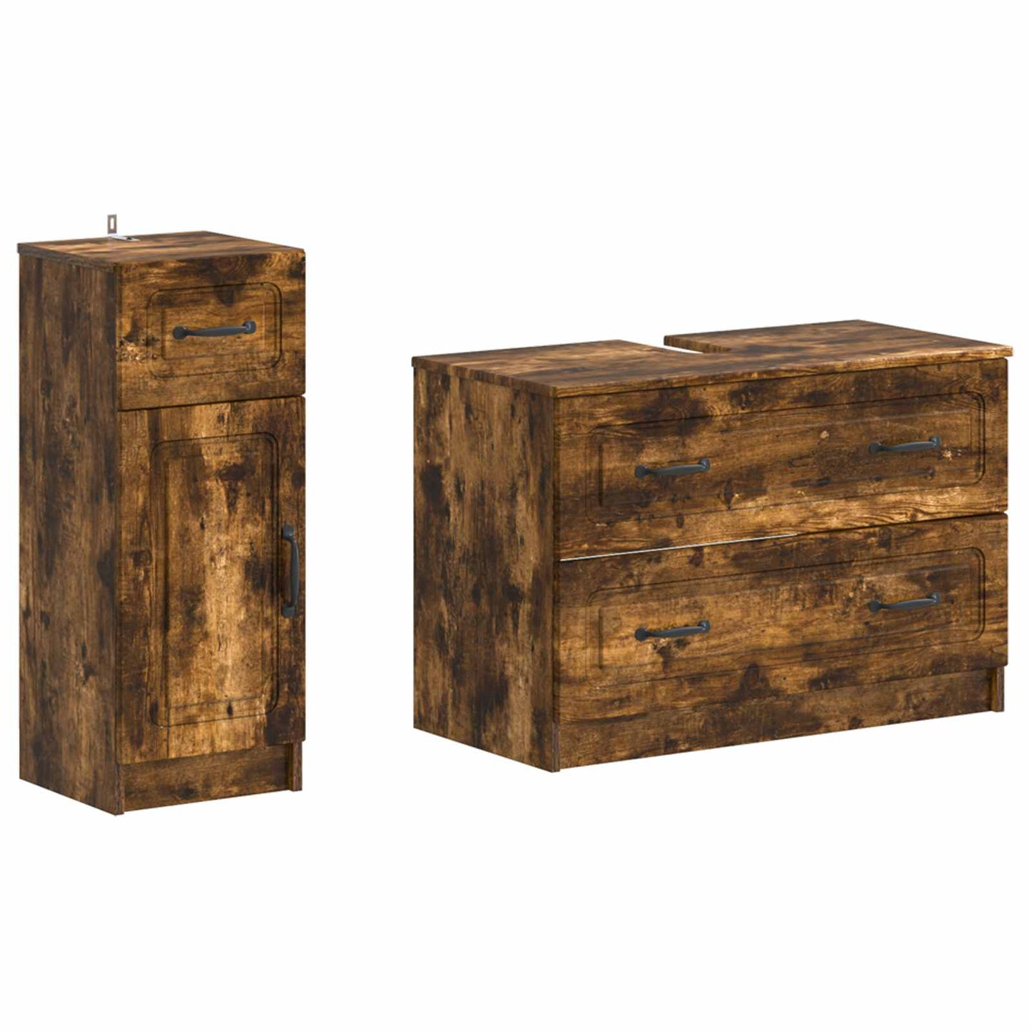 vidaXL 2 Piece Bathroom Cabinet Set UTRECHT Smoked Oak Engineered Wood