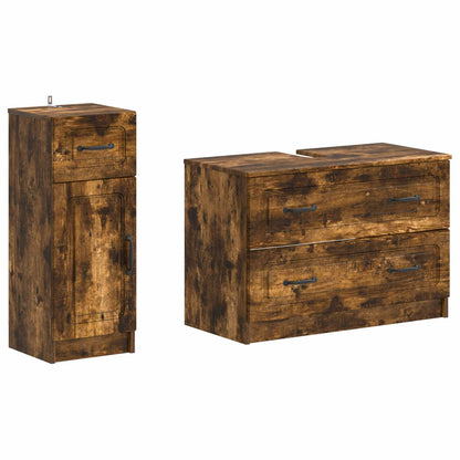 vidaXL 2 Piece Bathroom Cabinet Set UTRECHT Smoked Oak Engineered Wood