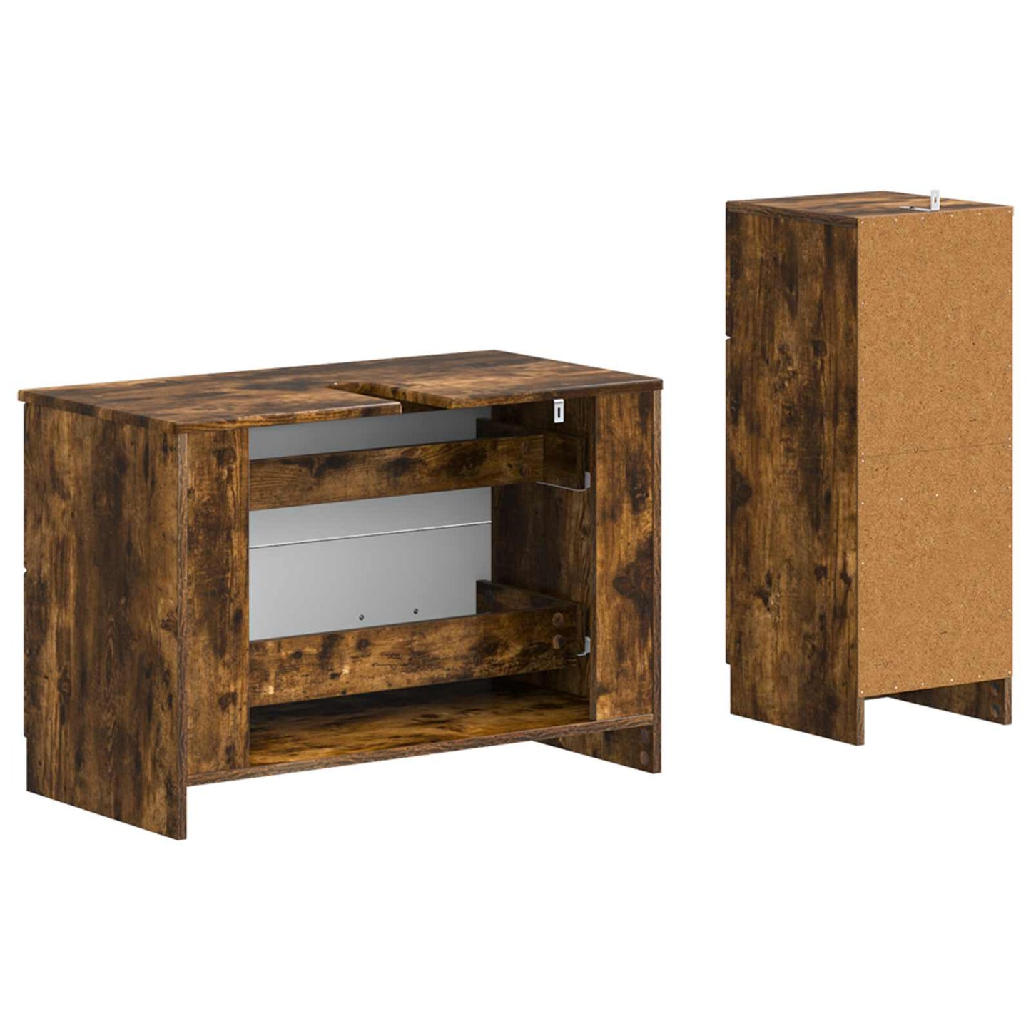 vidaXL 2 Piece Bathroom Cabinet Set UTRECHT Smoked Oak Engineered Wood