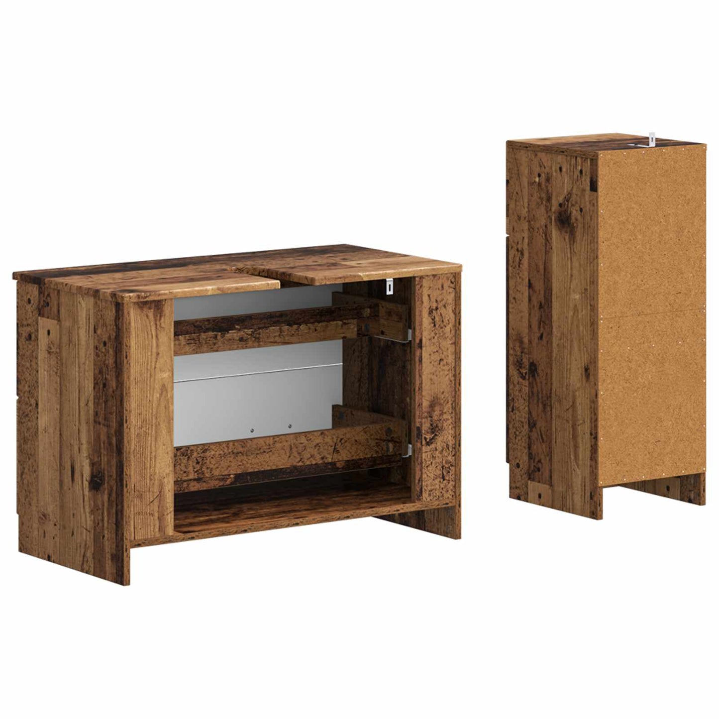 vidaXL 2 Piece Bathroom Cabinet Set UTRECHT Old Wood Engineered Wood