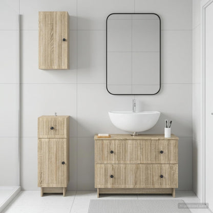vidaXL 3 Piece Bathroom Cabinet Set EDE Sonoma Oak Engineered Wood