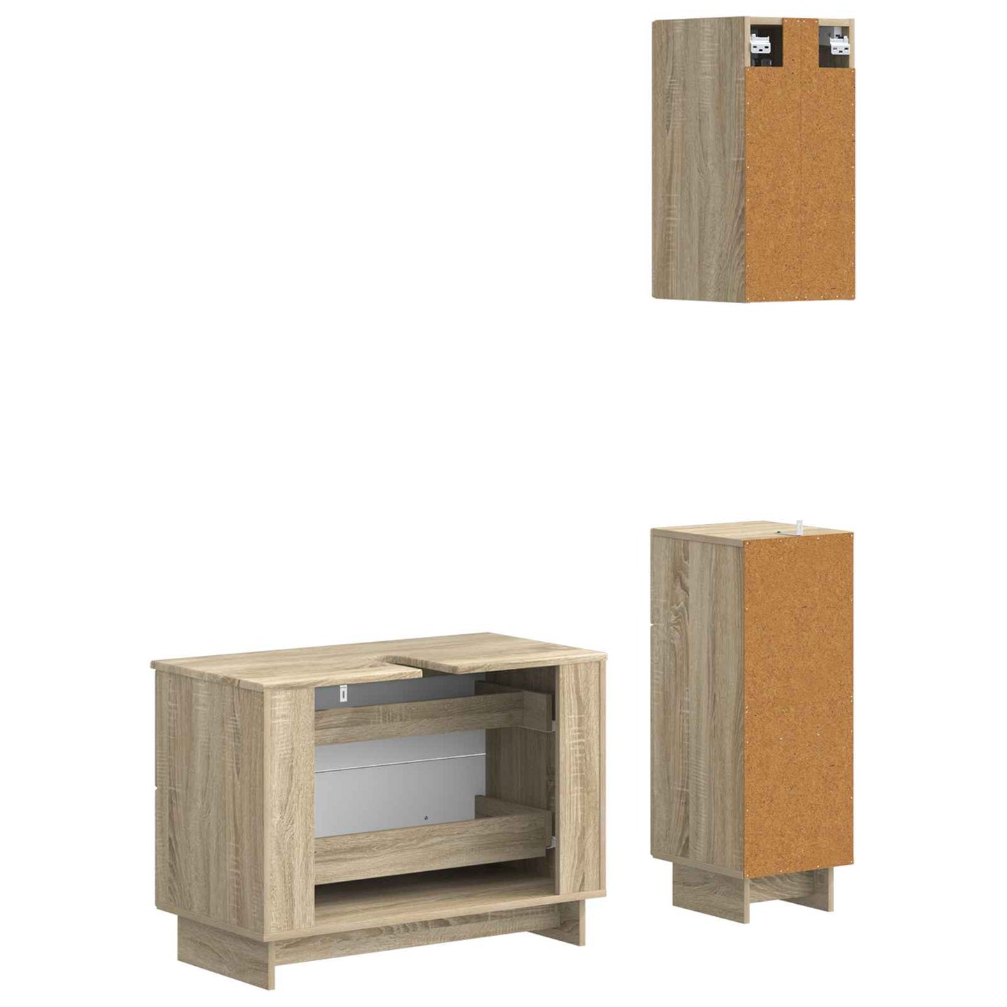 vidaXL 3 Piece Bathroom Cabinet Set EDE Sonoma Oak Engineered Wood