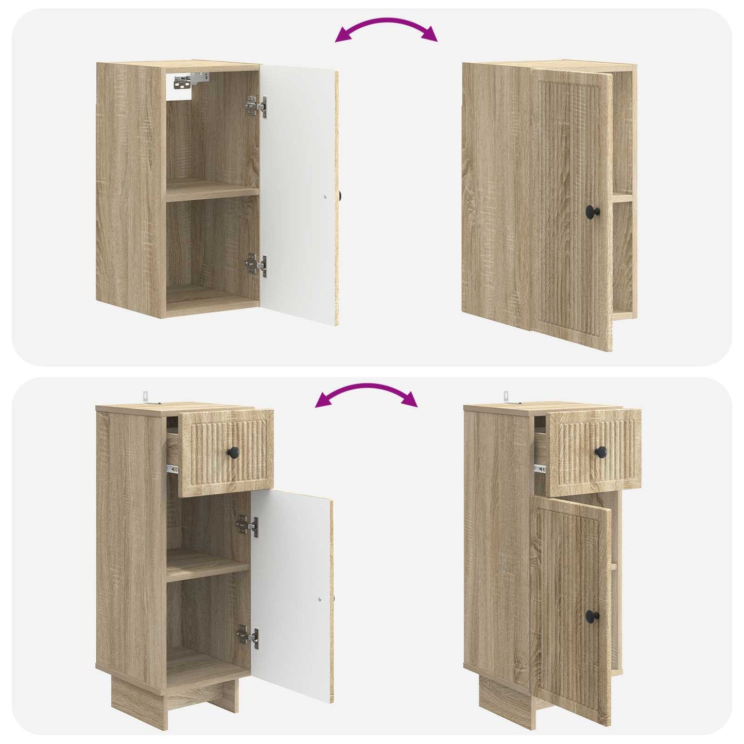vidaXL 3 Piece Bathroom Cabinet Set EDE Sonoma Oak Engineered Wood