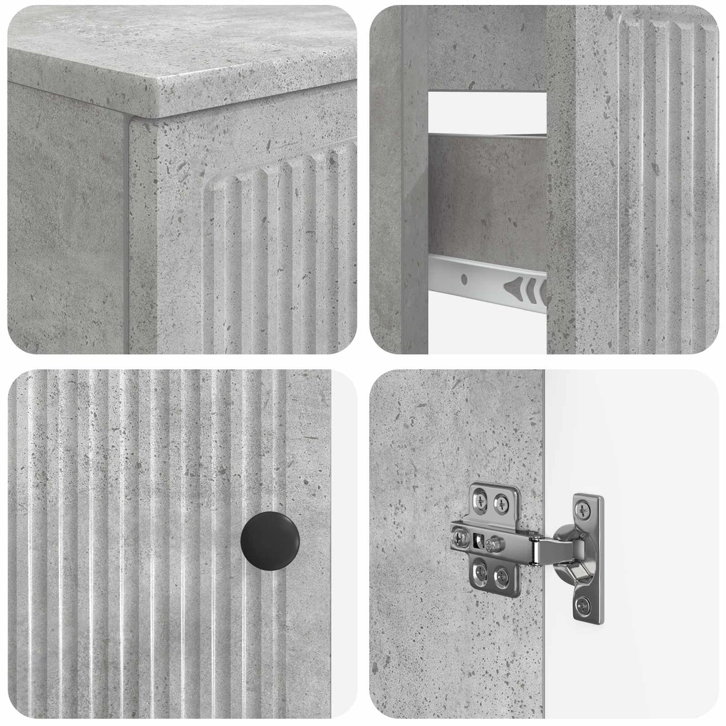 vidaXL 3 Piece Bathroom Cabinet Set EDE Concrete Grey Engineered Wood