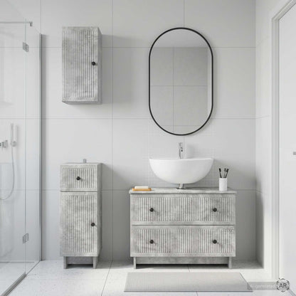 vidaXL 3 Piece Bathroom Cabinet Set EDE Concrete Grey Engineered Wood