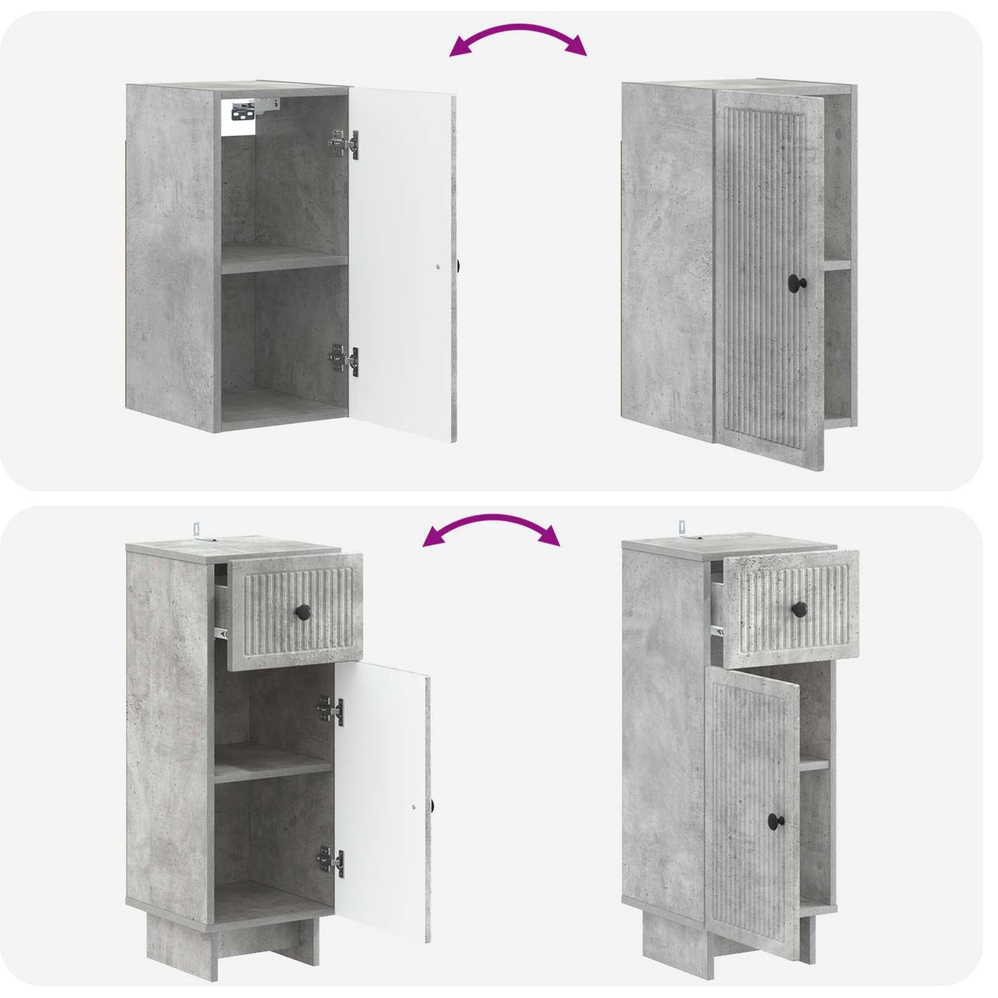 vidaXL 3 Piece Bathroom Cabinet Set EDE Concrete Grey Engineered Wood