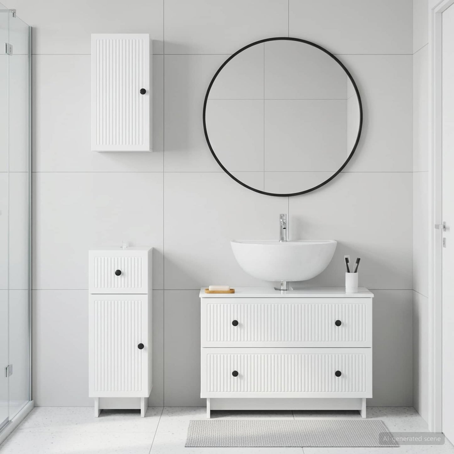 vidaXL 3 Piece Bathroom Cabinet Set EDE High Gloss White
