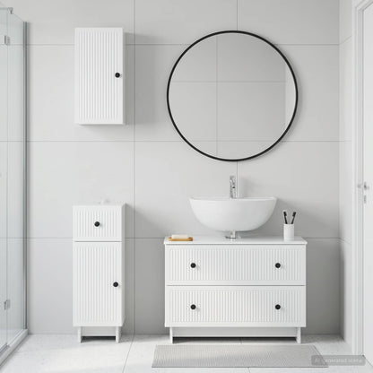 vidaXL 3 Piece Bathroom Cabinet Set EDE High Gloss White