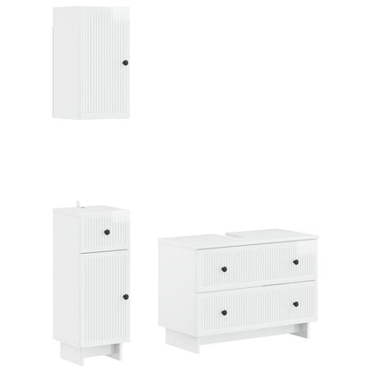 vidaXL 3 Piece Bathroom Cabinet Set EDE High Gloss White