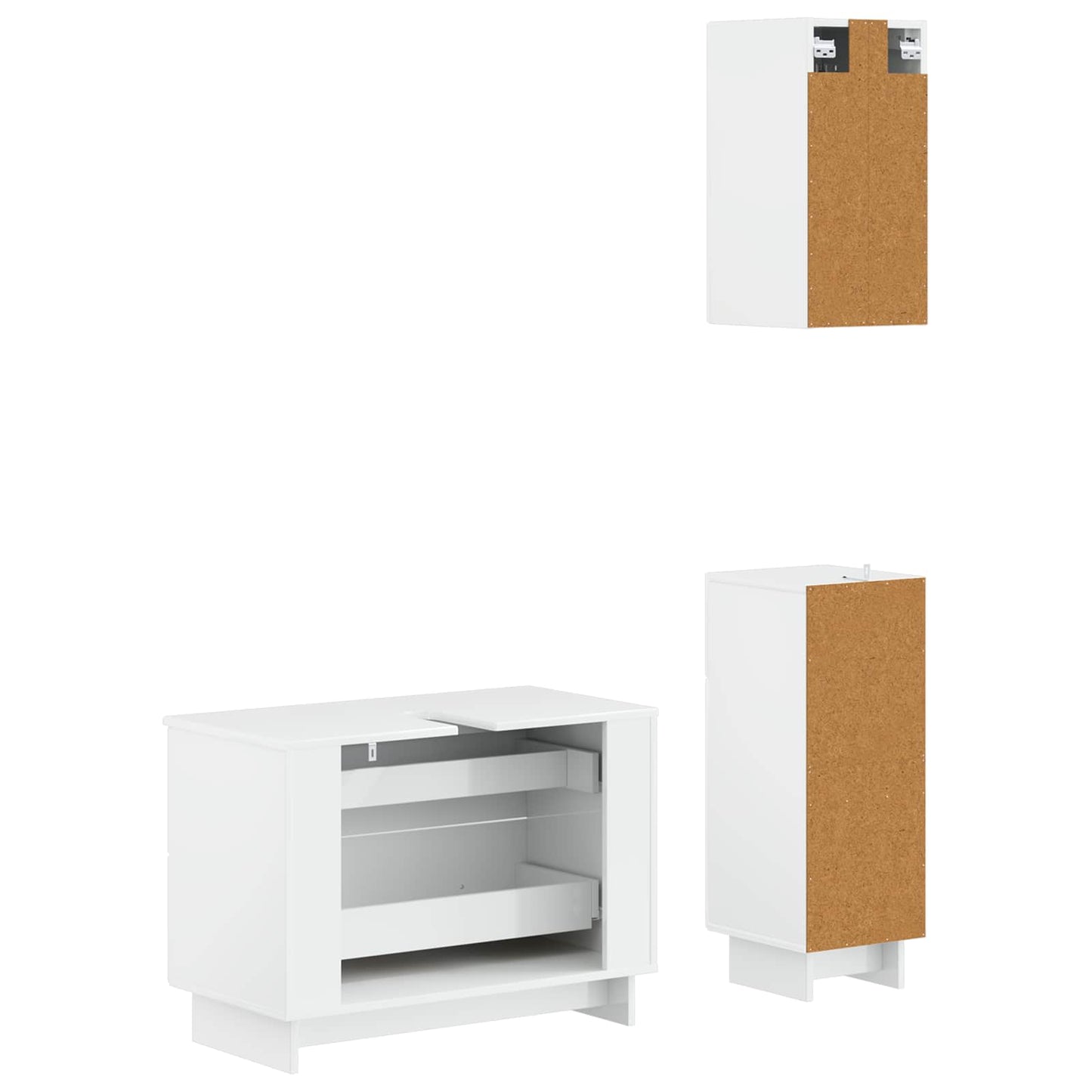 vidaXL 3 Piece Bathroom Cabinet Set EDE High Gloss White