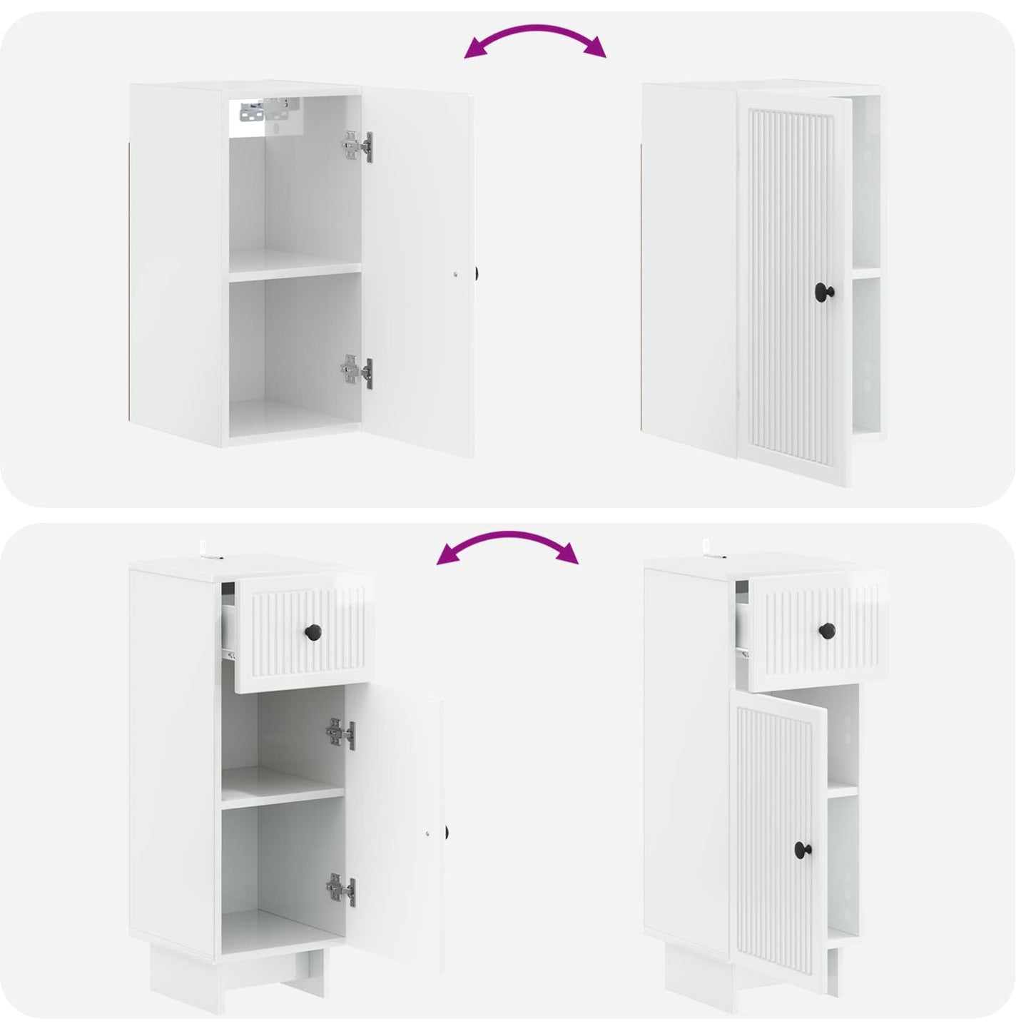 vidaXL 3 Piece Bathroom Cabinet Set EDE High Gloss White