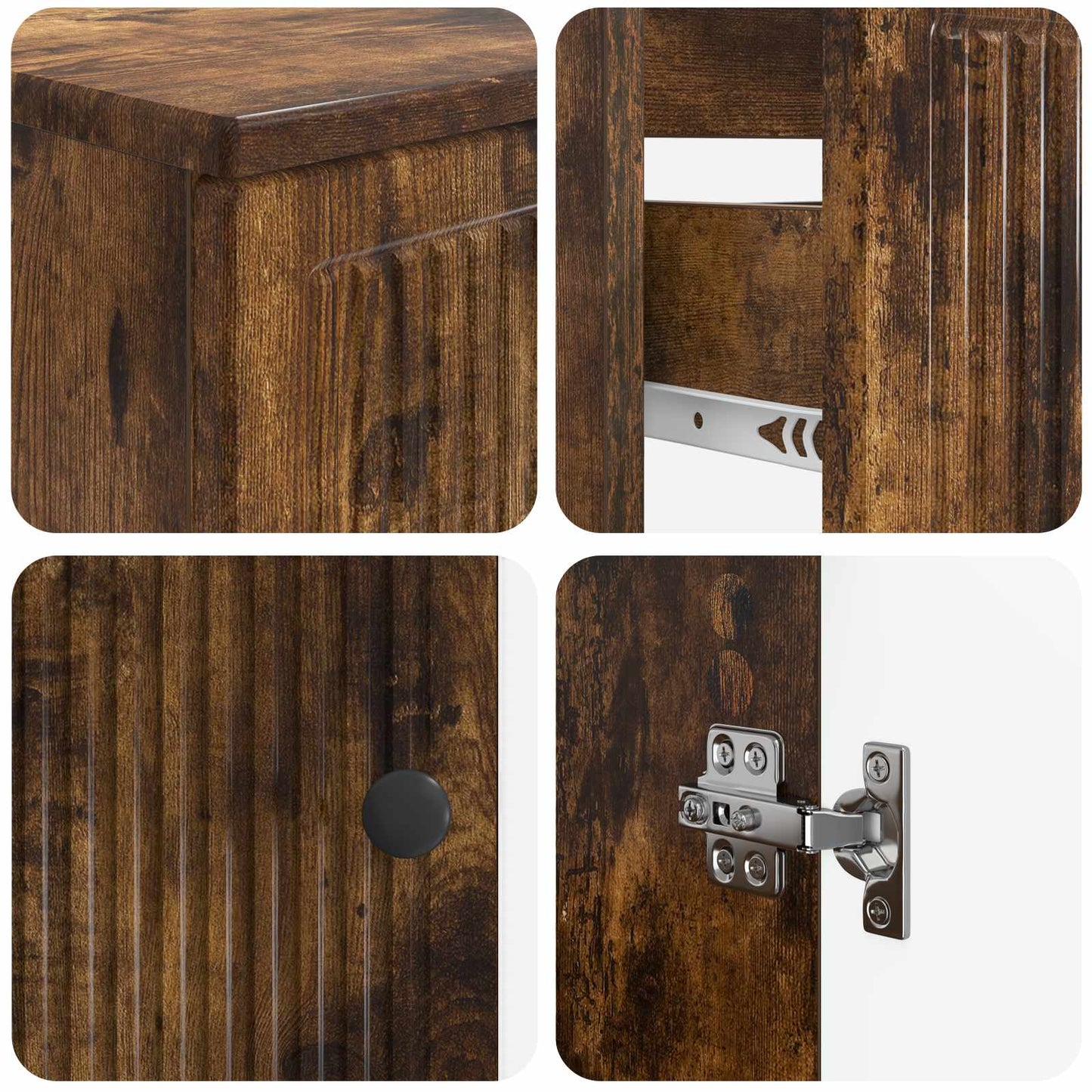 vidaXL 3 Piece Bathroom Cabinet Set EDE Smoked Oak Engineered Wood