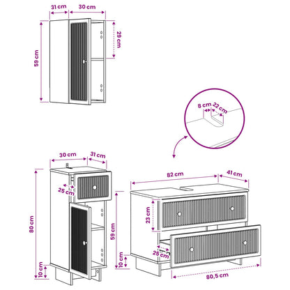 vidaXL 3 Piece Bathroom Cabinet Set EDE Grey Sonoma Engineered Wood