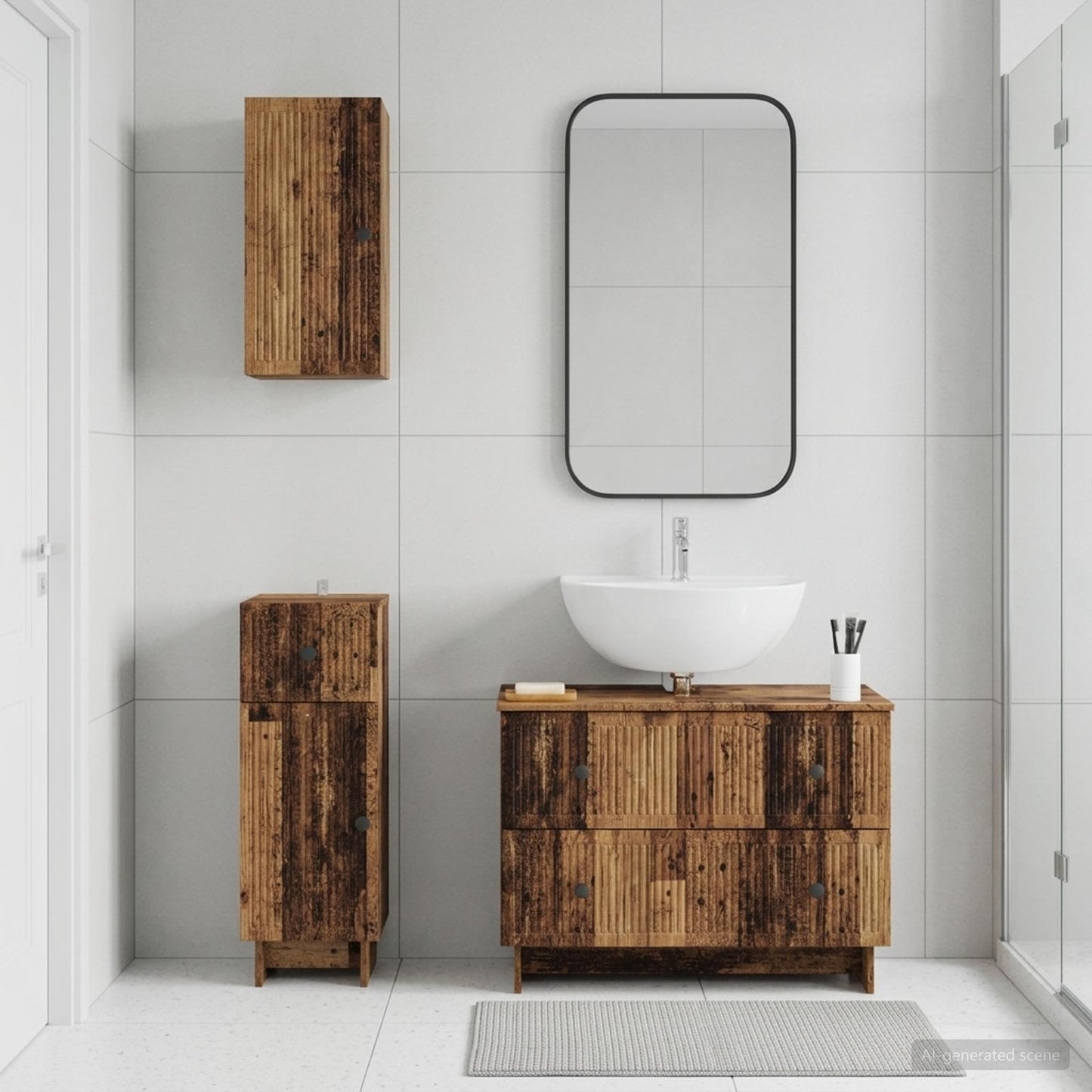 vidaXL 3 Piece Bathroom Cabinet Set EDE Old Wood Engineered Wood