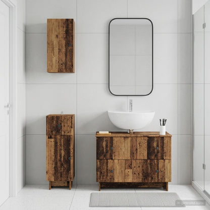 vidaXL 3 Piece Bathroom Cabinet Set EDE Old Wood Engineered Wood