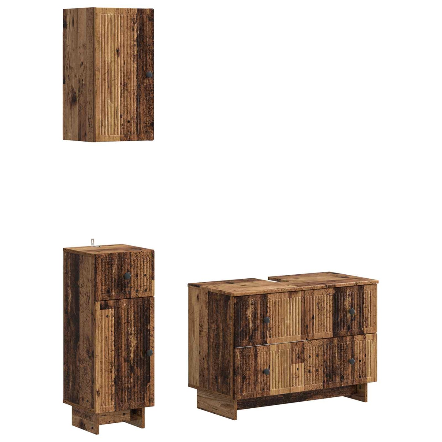 vidaXL 3 Piece Bathroom Cabinet Set EDE Old Wood Engineered Wood