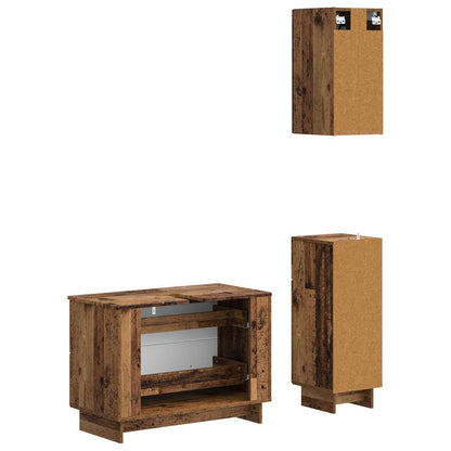vidaXL 3 Piece Bathroom Cabinet Set EDE Old Wood Engineered Wood