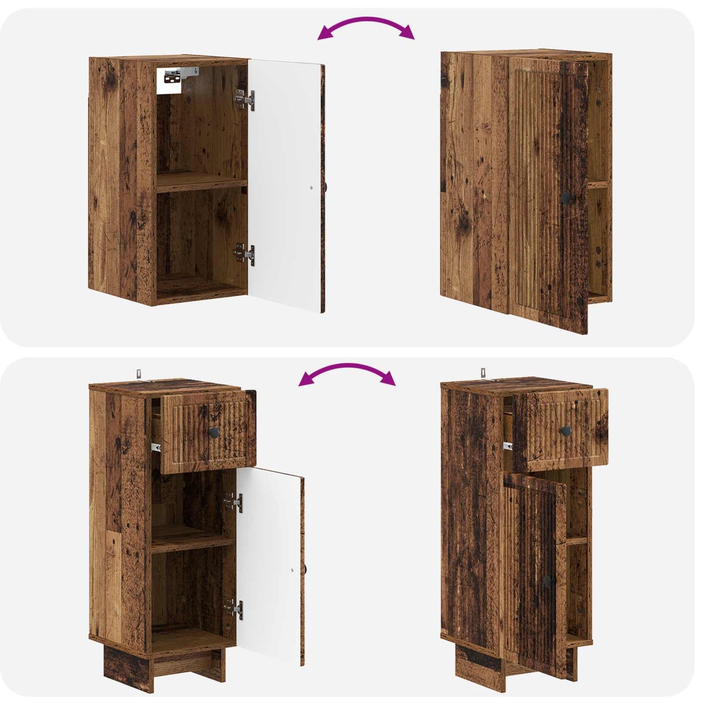 vidaXL 3 Piece Bathroom Cabinet Set EDE Old Wood Engineered Wood