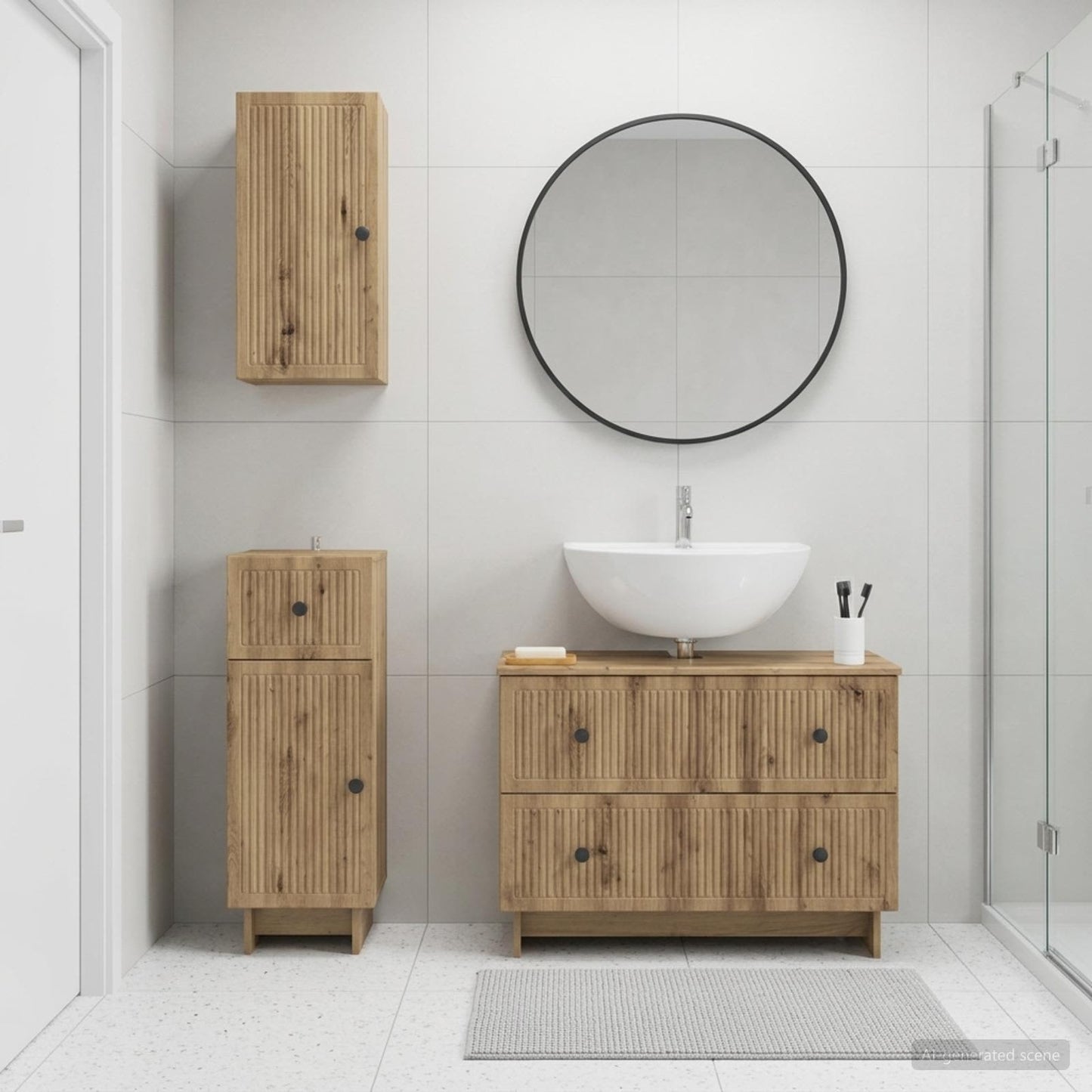 vidaXL 3 Piece Bathroom Cabinet Set EDE Artisan Oak Engineered Wood