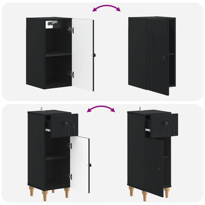 vidaXL 3 Piece Bathroom Cabinet Set ALKMAAR Black Engineered Wood