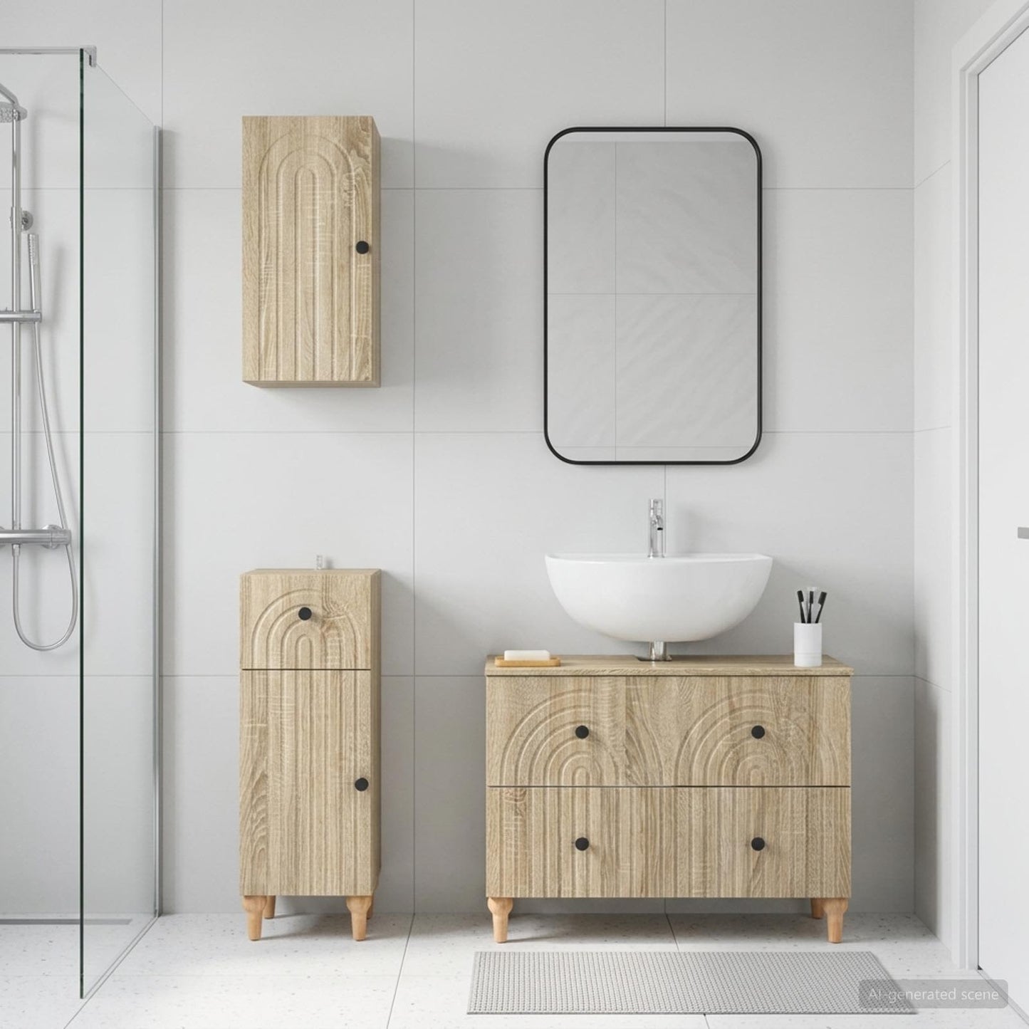 vidaXL 3 Piece Bathroom Cabinet Set ALKMAAR Sonoma Oak Engineered Wood
