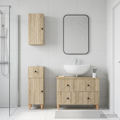 vidaXL 3 Piece Bathroom Cabinet Set ALKMAAR Sonoma Oak Engineered Wood