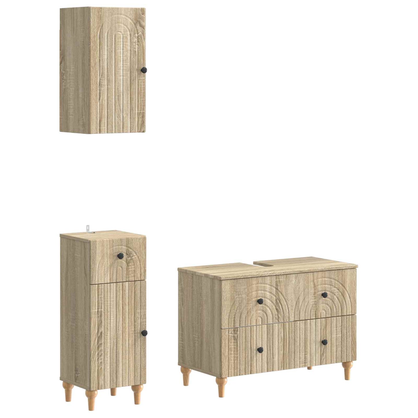 vidaXL 3 Piece Bathroom Cabinet Set ALKMAAR Sonoma Oak Engineered Wood