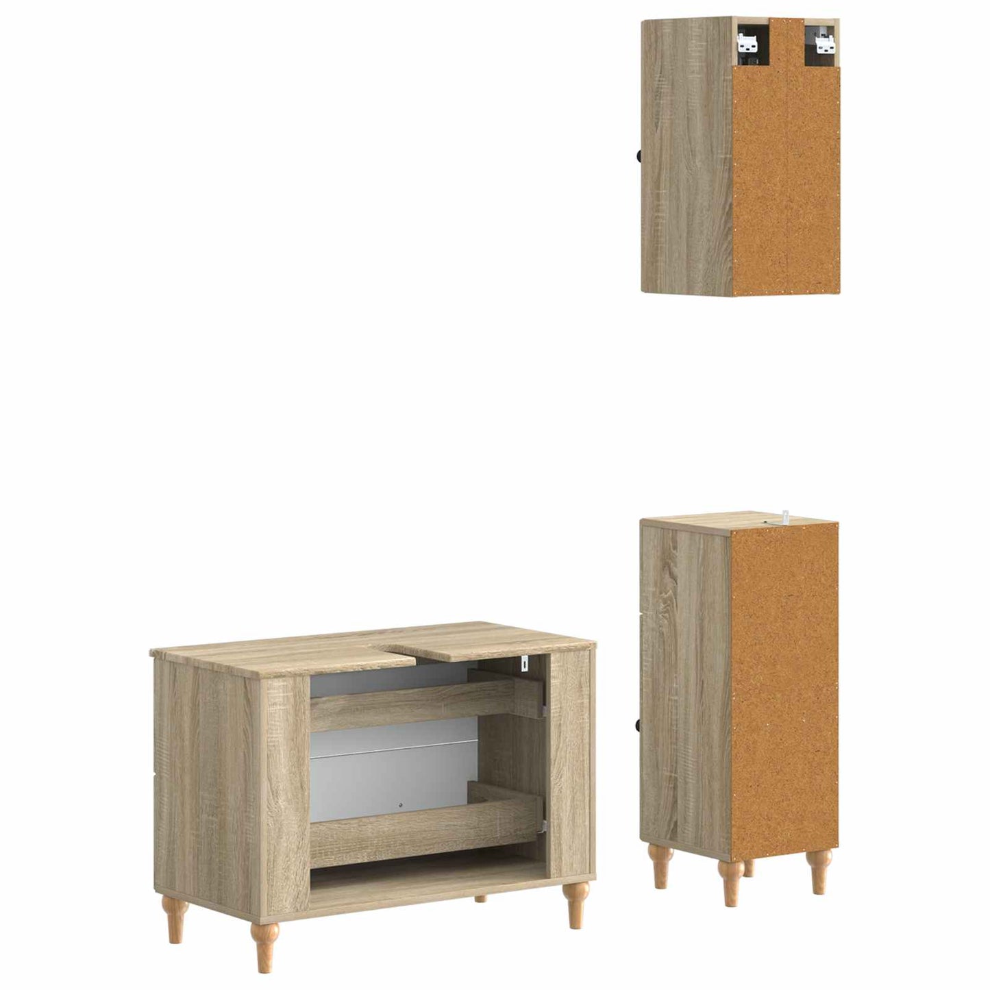 vidaXL 3 Piece Bathroom Cabinet Set ALKMAAR Sonoma Oak Engineered Wood