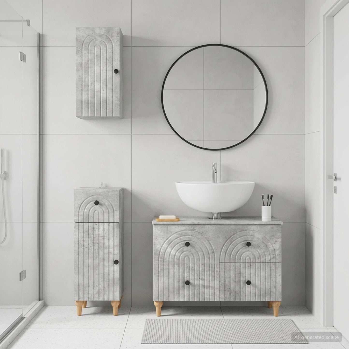 vidaXL 3 Piece Bathroom Cabinet Set ALKMAAR Concrete Grey