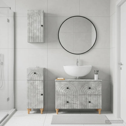 vidaXL 3 Piece Bathroom Cabinet Set ALKMAAR Concrete Grey