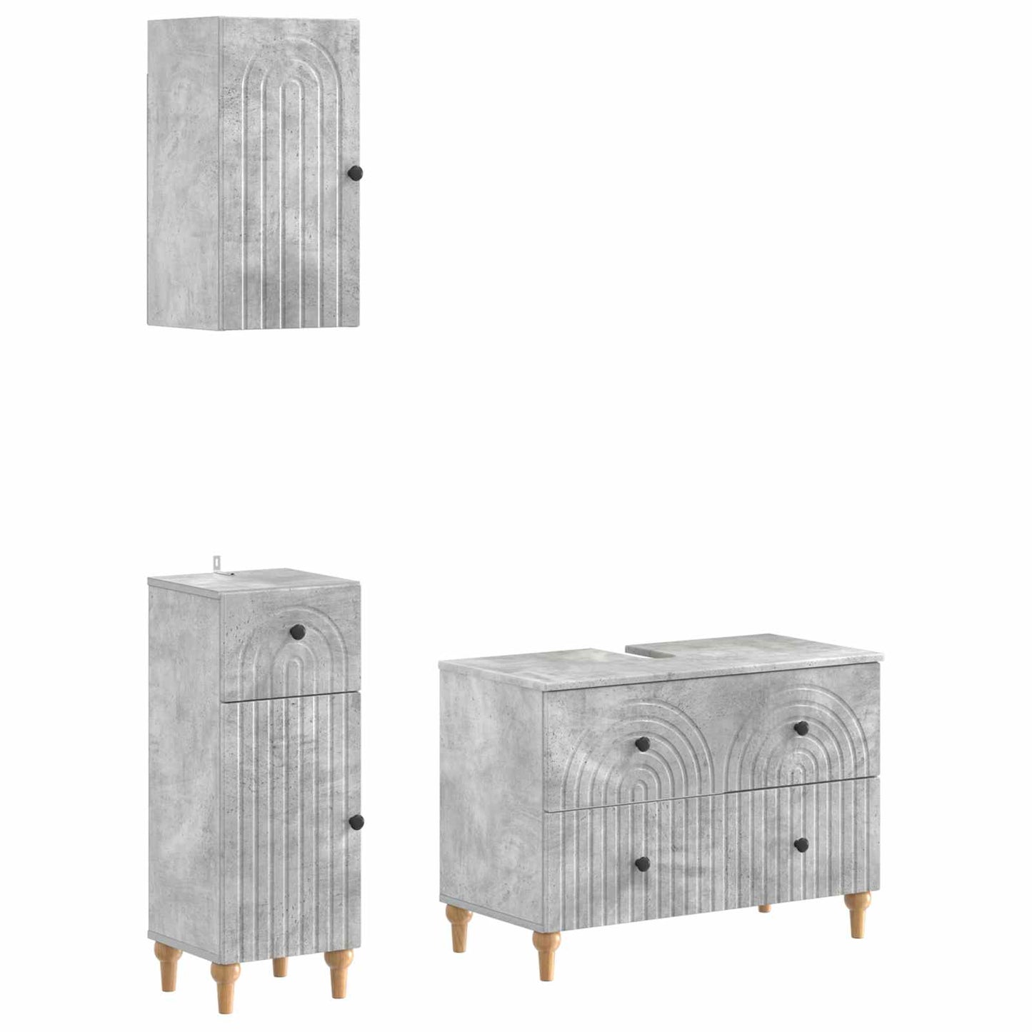vidaXL 3 Piece Bathroom Cabinet Set ALKMAAR Concrete Grey