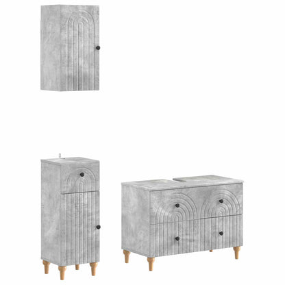 vidaXL 3 Piece Bathroom Cabinet Set ALKMAAR Concrete Grey