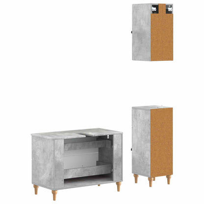 vidaXL 3 Piece Bathroom Cabinet Set ALKMAAR Concrete Grey