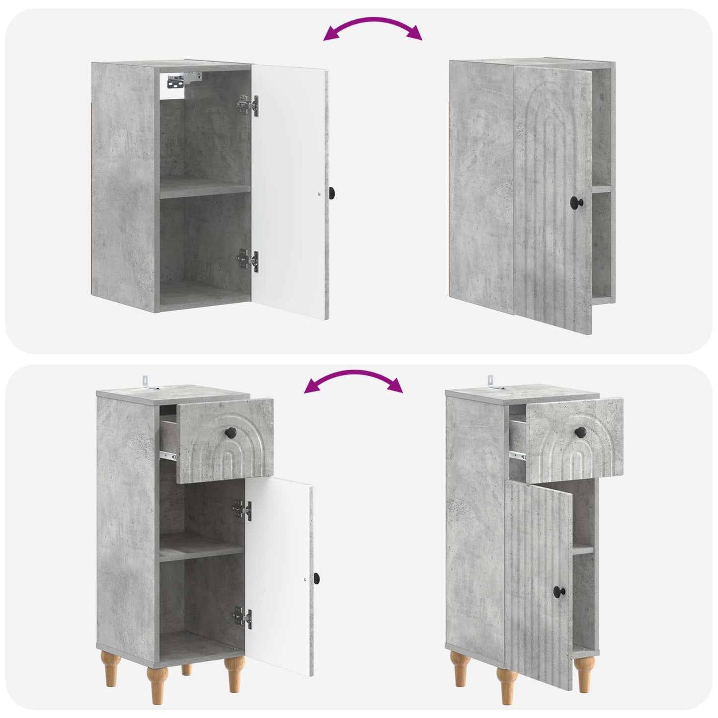 vidaXL 3 Piece Bathroom Cabinet Set ALKMAAR Concrete Grey