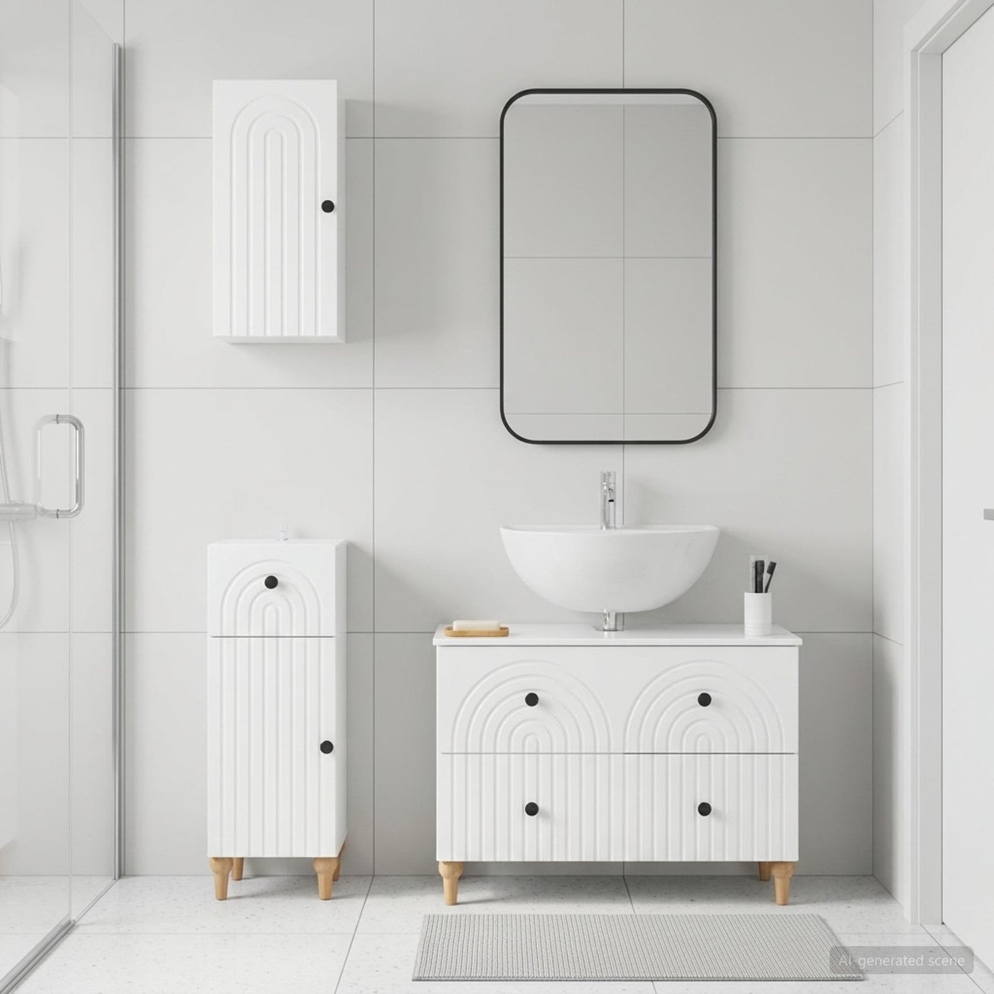 vidaXL 3 Piece Bathroom Cabinet Set ALKMAAR High Gloss White