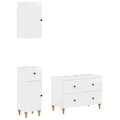 vidaXL 3 Piece Bathroom Cabinet Set ALKMAAR High Gloss White