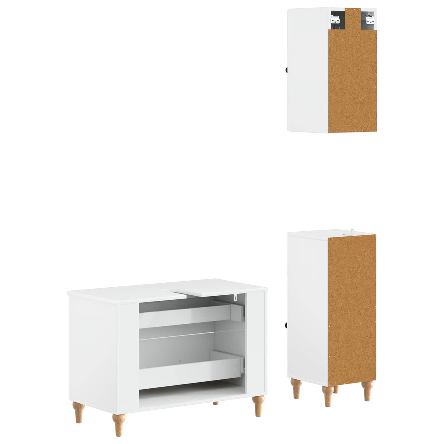 vidaXL 3 Piece Bathroom Cabinet Set ALKMAAR High Gloss White
