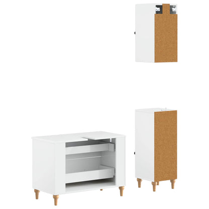 vidaXL 3 Piece Bathroom Cabinet Set ALKMAAR High Gloss White